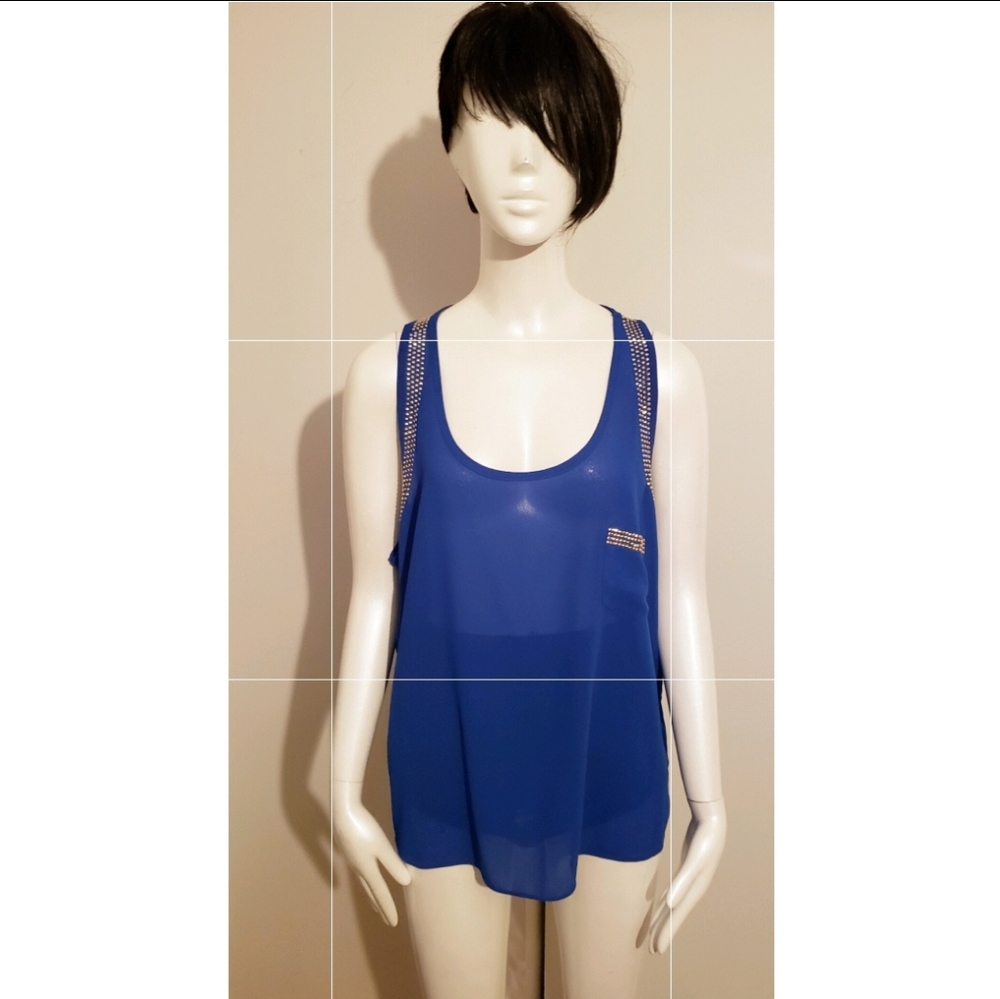 Col Story Blue Tank Top with Studs